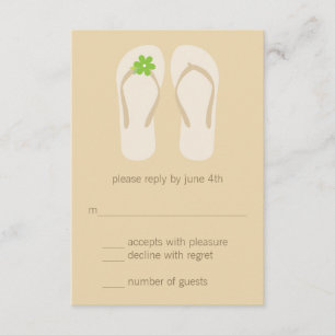 Flip Flops Beach Wedding Cartes RSVP - Vert