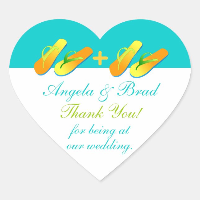 Flip Flops Beach Wedding Favor Stickers Merci (Devant)