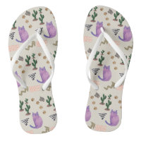 Flip Flops Cat Fish Cactus Paws Meow 