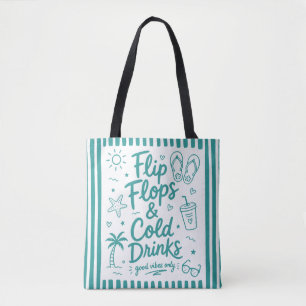 Flip Flops & Cold Drinks Summer Beach Tote Bag