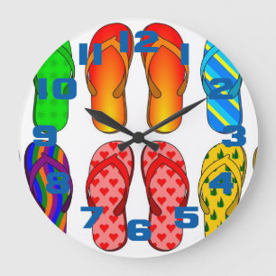 Flip Flops Colourful Fun Beach Theme Summer Clock
