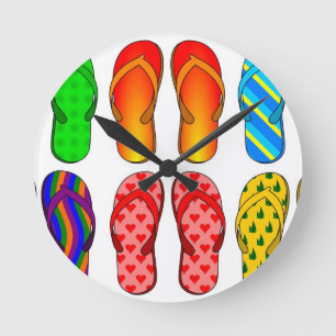 Flip Flops Colourful Fun Beach Theme Summer Gifts Round Clock