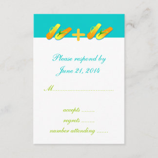 Flip Flops Destination Wedding Cartes RSVP Bleu