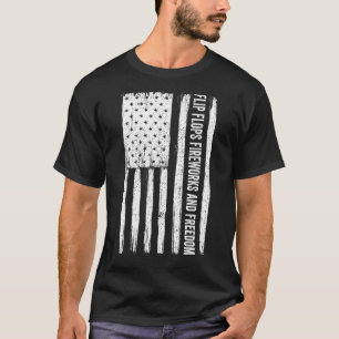 Flip Flops Fireworks Freedom Fourth Of July Party  T-Shirt