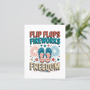 Flip Flops, Fireworks, Freedom – Patriotic Summer  Postcard