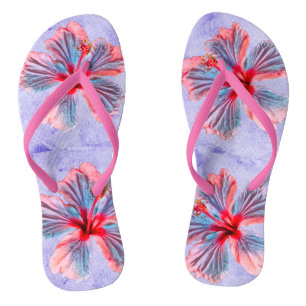 Flip Flops for Women with Edited Hibiscus Flowers
