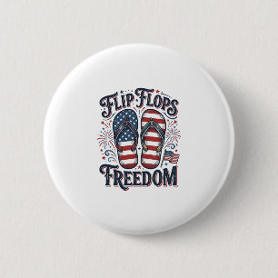 Flip Flops Freedom Patriotic Summer Shirt Design_1 2 Inch Round Button