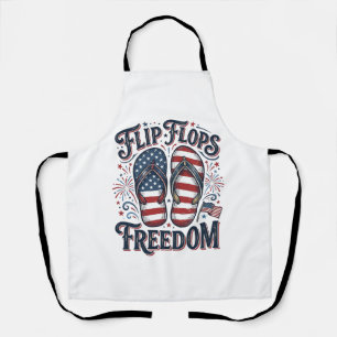Flip Flops Freedom Patriotic Summer Shirt Design_1 Apron