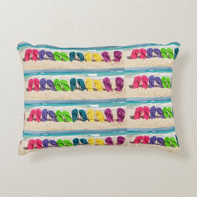 **FLIP FLOPS GALORE**  AND "YELLOW" BACK ACCENT PILLOW (Front)
