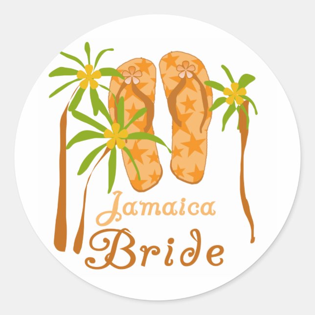 Flip Flops Jamaica Bride Classic Round Sticker (Front)