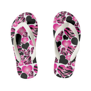 Flip Flops, Kids/Hearts and Zebra Print Kid's Flip Flops