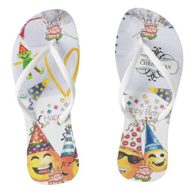 Flip Flops Merry Christmas Happy Birthday (Footbed)