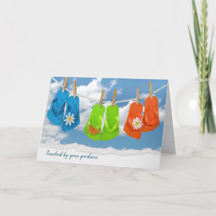 Flip-flops on Clothesline Thank You Card