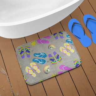 Flip Flops On The Beach Bath Mat