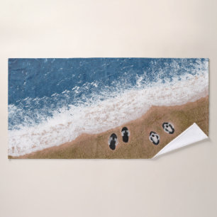 Flip Flops on the Beach Sand Bath Towel Set