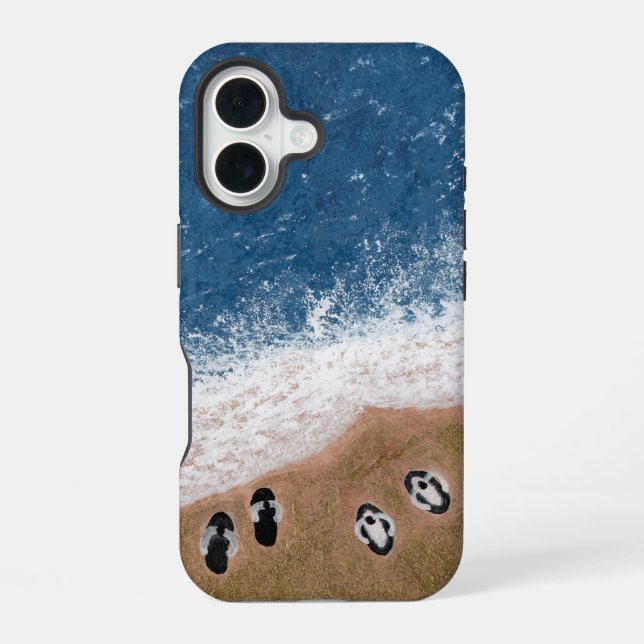 Flip Flops on the Beach Sand iPhone 16 Case (Back)
