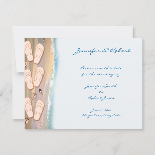 Flip Flops on the Beach Save the Date Card (Front)