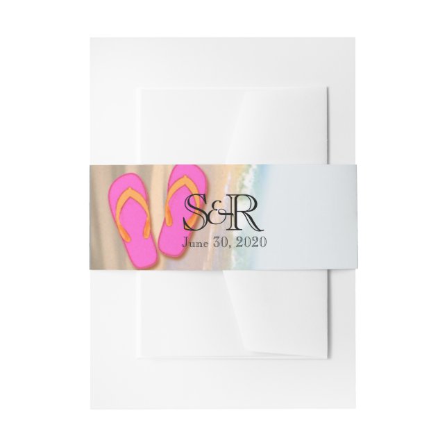 Flip Flops on the Beach Wedding Belly Band Invitation Belly Band (Front Example)