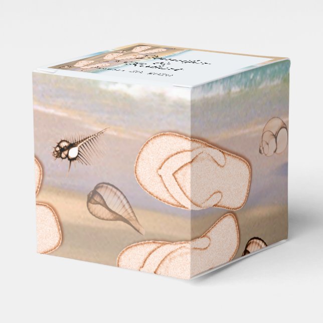 Flip Flops on the Beach Wedding Favor Box (Front Side)