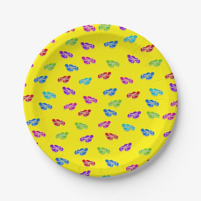 Flip-flops on Yellow Paper Plate (Front)