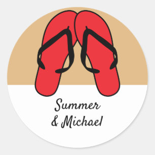 Flip Flops Red Personalized Classic Round Sticker