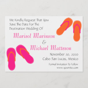 Flip Flops Save The Dates (Hot Pink / Orange) Date