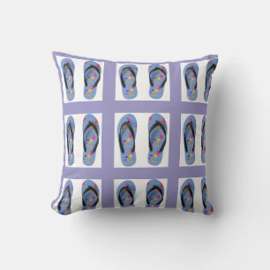 Flip Flops Squares Kids  Throw Pillow