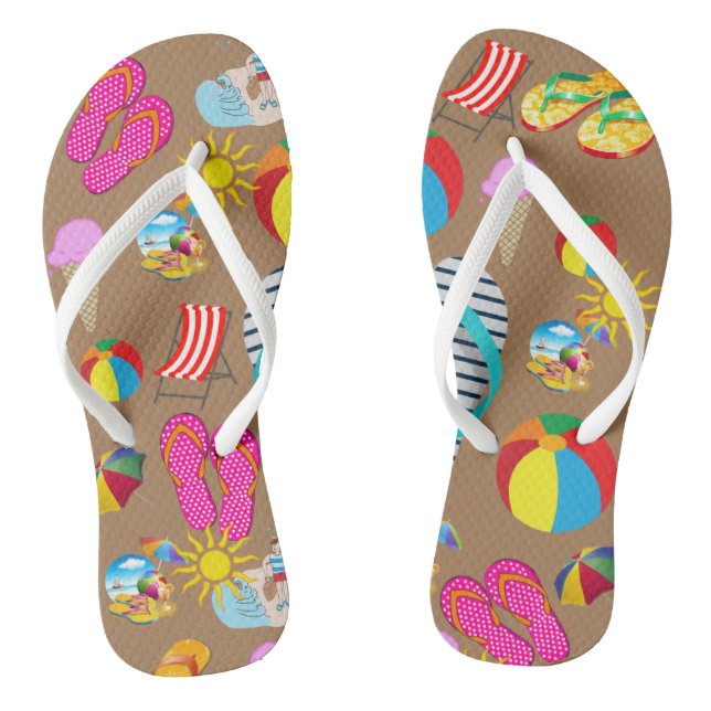 Flip Flops Summer Beach Fun Stylish (Footbed)