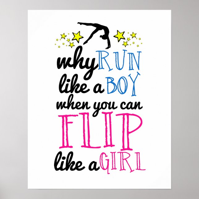 Flip Like a Girl Empowerment Gymnastics Poster (Front)
