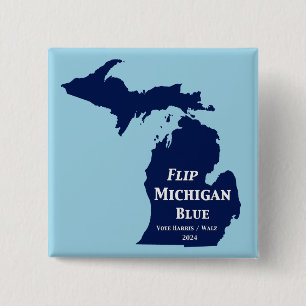 Flip Michigan Blue in 2024 2 Inch Square Button
