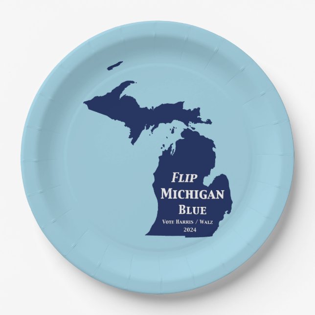 Flip Michigan Blue in 2024 Paper Plate (Front)