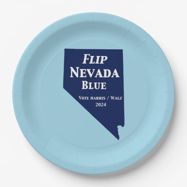 Flip Nevada Blue in 2024 Paper Plate (Front)
