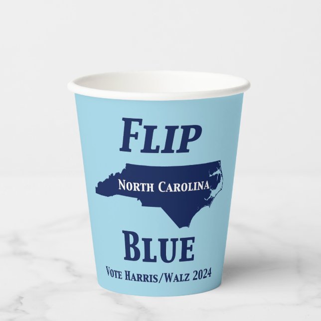 Flip North Carolina Blue in 2024 Paper Cups (Front)