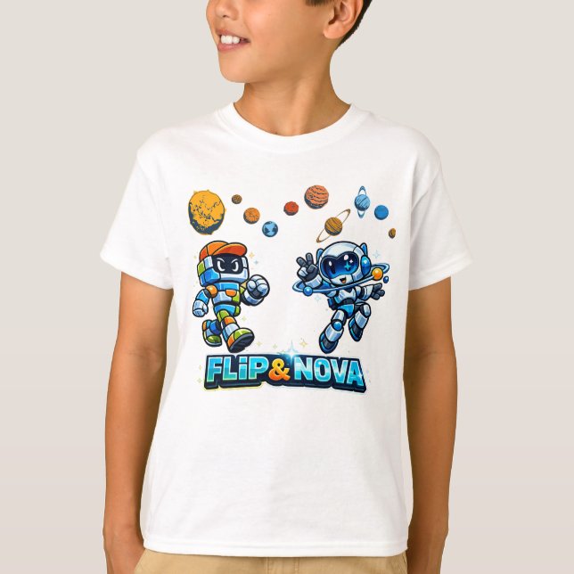 FLIP & NOVA: Galaxy Learning Adventure T-Shirt (Front)