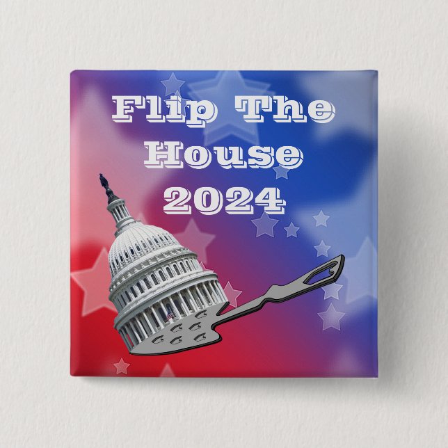 Flip The House Vote Blue 2024 2 Inch Square Button (Front)