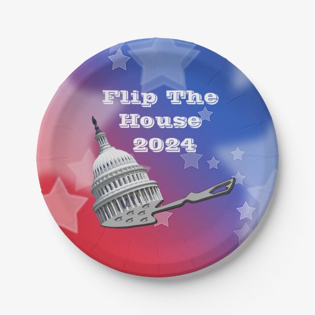 Flip The House Vote Blue 2024 Paper Plate (Front)