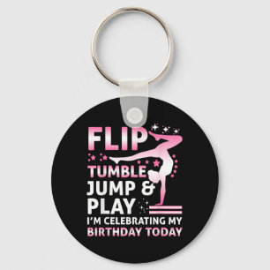 Flip Tumble Jump And Play Funny Girls Gymnastics Keychain