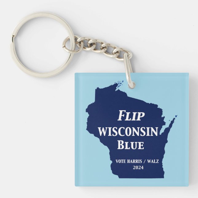 Flip Wisconsin Blue in 2024 Keychain (Front)
