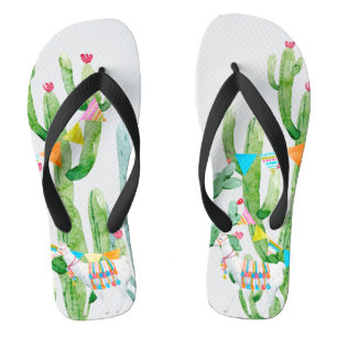 Flipflop Sandals Boho Llama Bohemian Cacti Desert