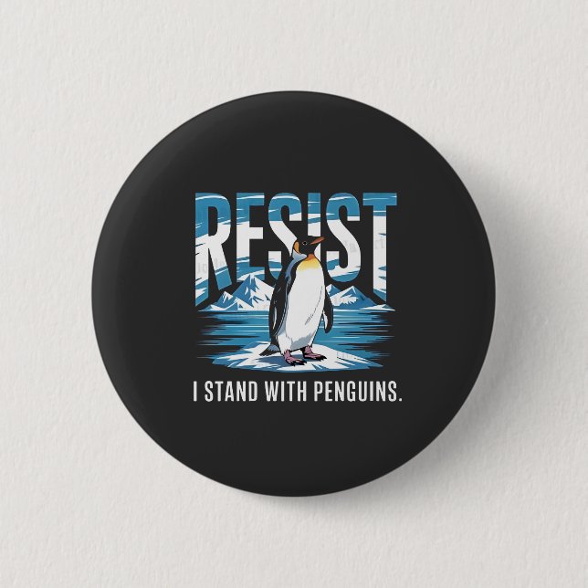 Flipped Up I Stand with the Penguins 2 Inch Round Button (Front)
