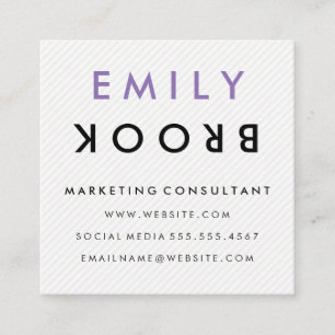 Flipped Words Modern Zig Zap Pattern Square Business Card