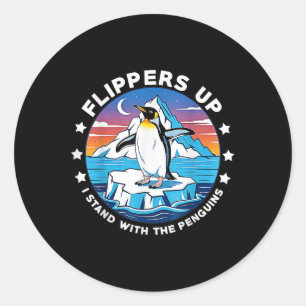 Flippers Up I Stand With The Penguins  Classic Round Sticker
