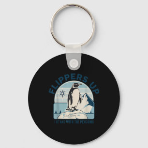 Flippers Up I Stand With The Penguins Funny Protes Keychain