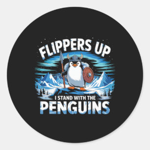 Flippers Up I Stand With The Penguins Funny Trump  Classic Round Sticker