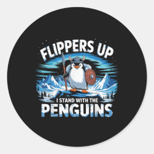 Flippers Up I Stand With The Penguins Funny Trump Classic Round Sticker