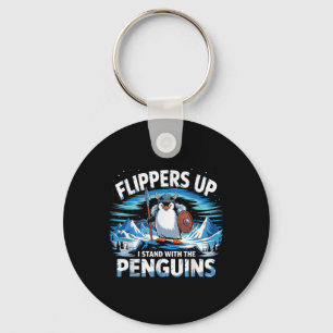 Flippers Up I Stand With The Penguins Funny Trump Keychain