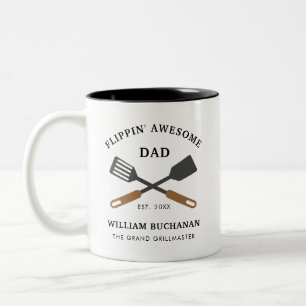 Flippin Awesome Dad BBQ Chef Fathers Day Two-Tone Coffee Mug
