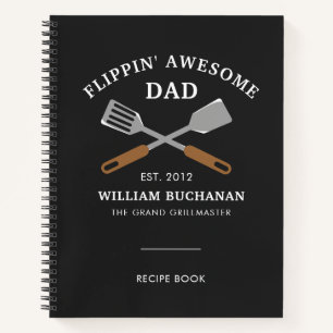 Flippin Awesome Dad BBQ Father Personalized Recipe Notebook