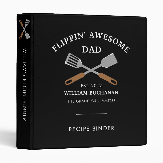 Flippin Awesome Dad Chef Father Personalized Binder (Front/Spine)
