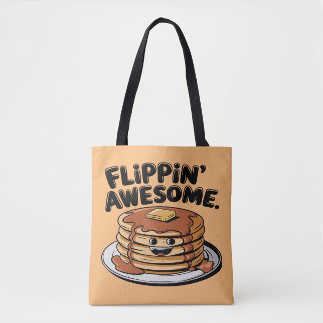 Flippin' Awesome Pancake Stack Funny Breakfast Tote Bag (Front)